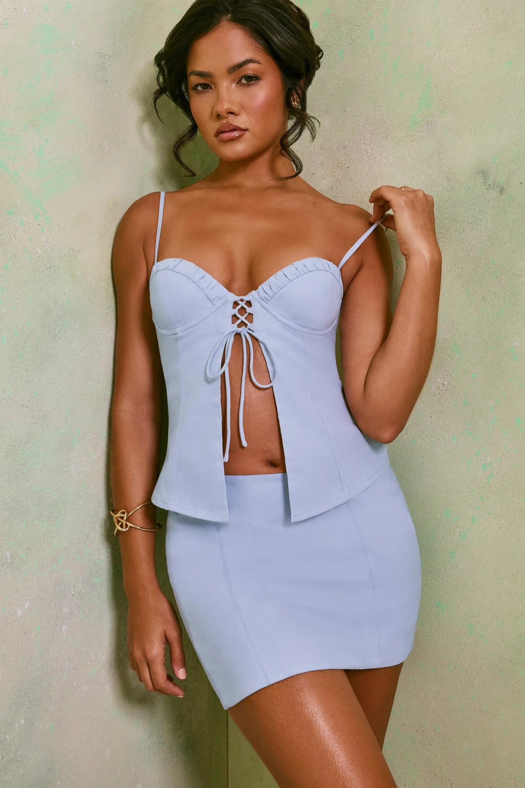 Oh Polly Women'S Clothing Sale - $65 And Under | Women'S Clothing Sale - $40 And Under^Mid Rise Linen Mini Skirt in Sky Grey SkyGrey