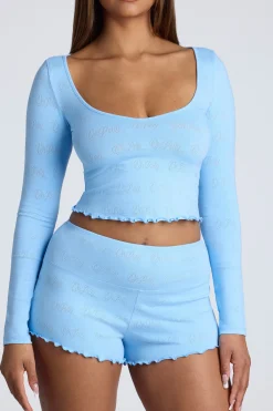 Oh Polly Women'S Clothing Sale - $65 And Under | Women'S Clothing Sale - $40 And Under^Mid Rise Pointelle Mini Shorts in Baby Blue BabyBlue