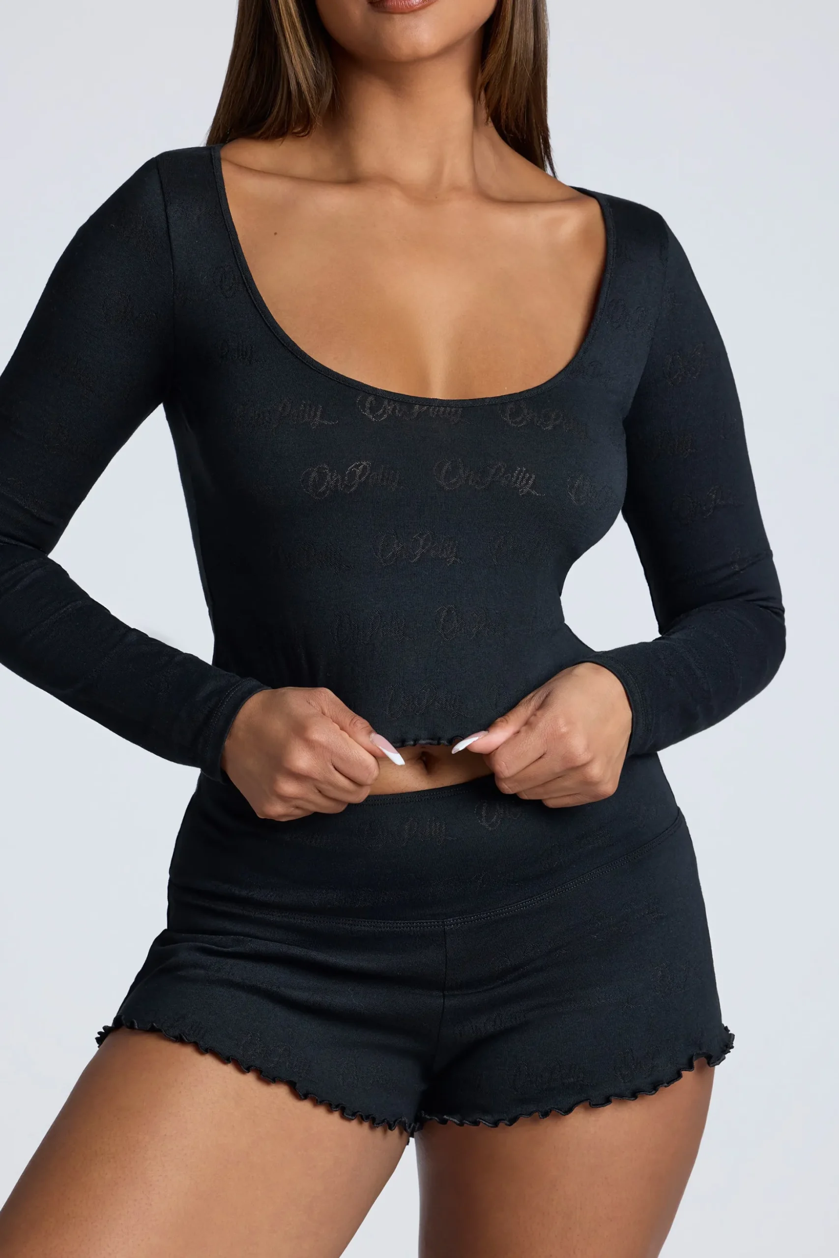 Oh Polly Women'S Clothing Sale - $65 And Under | Women'S Clothing Sale - $40 And Under^Mid Rise Pointelle Mini Shorts in Black