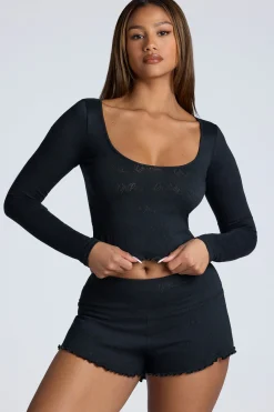 Oh Polly Women'S Clothing Sale - $65 And Under | Women'S Clothing Sale - $40 And Under^Mid Rise Pointelle Mini Shorts in Black