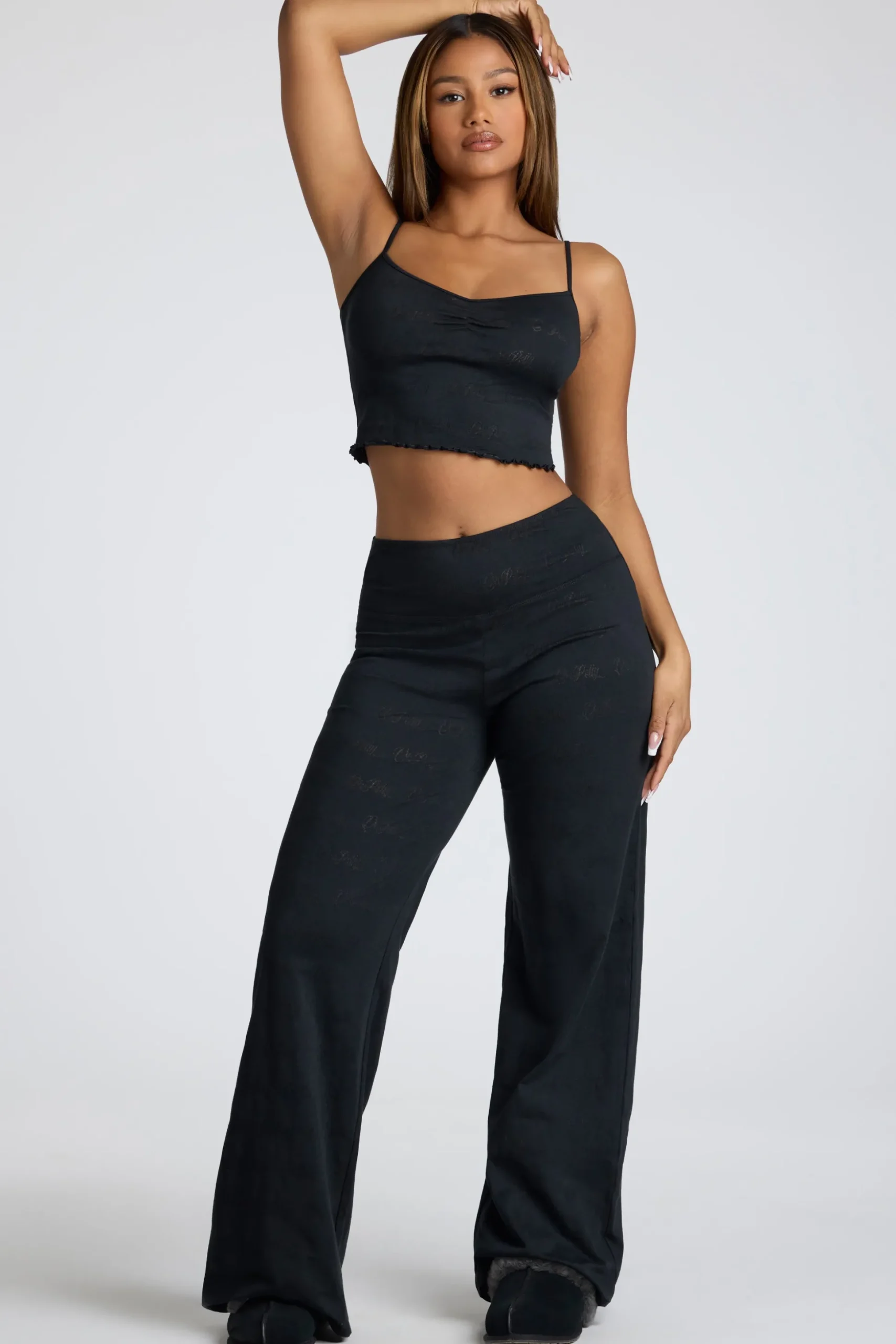 Oh Polly Women'S Clothing Sale - $65 And Under | Women'S Clothing Sale - $40 And Under^Mid Rise Straight Leg Pointelle Trousers in Black