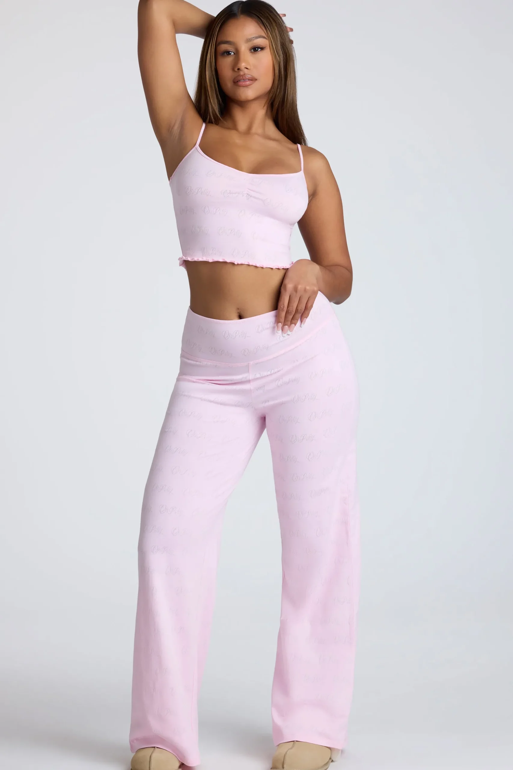 Oh Polly Women'S Clothing Sale - $65 And Under | Women'S Clothing Sale - $40 And Under^Mid Rise Straight Leg Pointelle Trousers in Baby Pink BabyPink