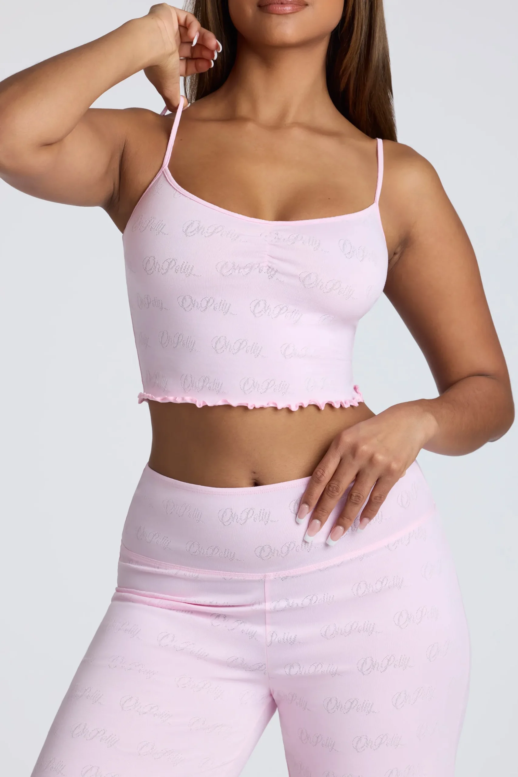 Oh Polly Women'S Clothing Sale - $65 And Under | Women'S Clothing Sale - $40 And Under^Mid Rise Straight Leg Pointelle Trousers in Baby Pink BabyPink