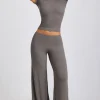Oh Polly Bottoms | Co-Ords^Mid Rise Wide Leg Trouser in Grey