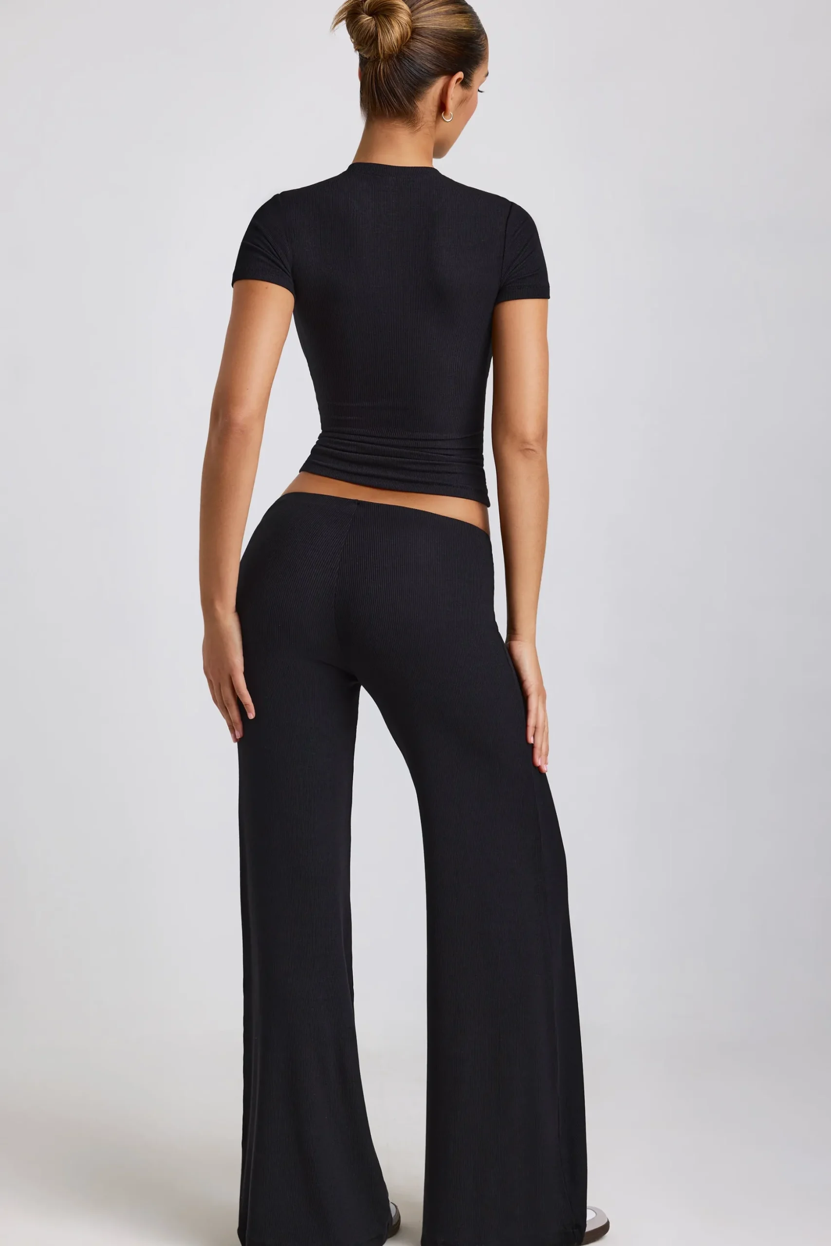 Oh Polly Bottoms | Co-Ords^Mid Rise Wide Leg Trousers in Black