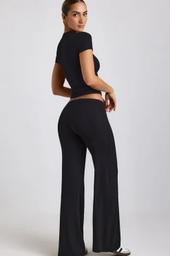 Oh Polly Bottoms | Co-Ords^Mid Rise Wide Leg Trousers in Black