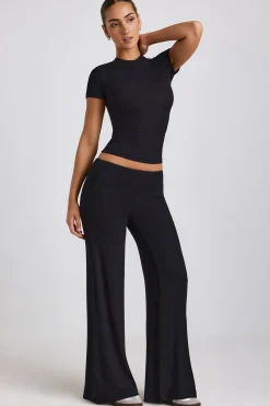 Oh Polly Bottoms | Co-Ords^Mid Rise Wide Leg Trousers in Black