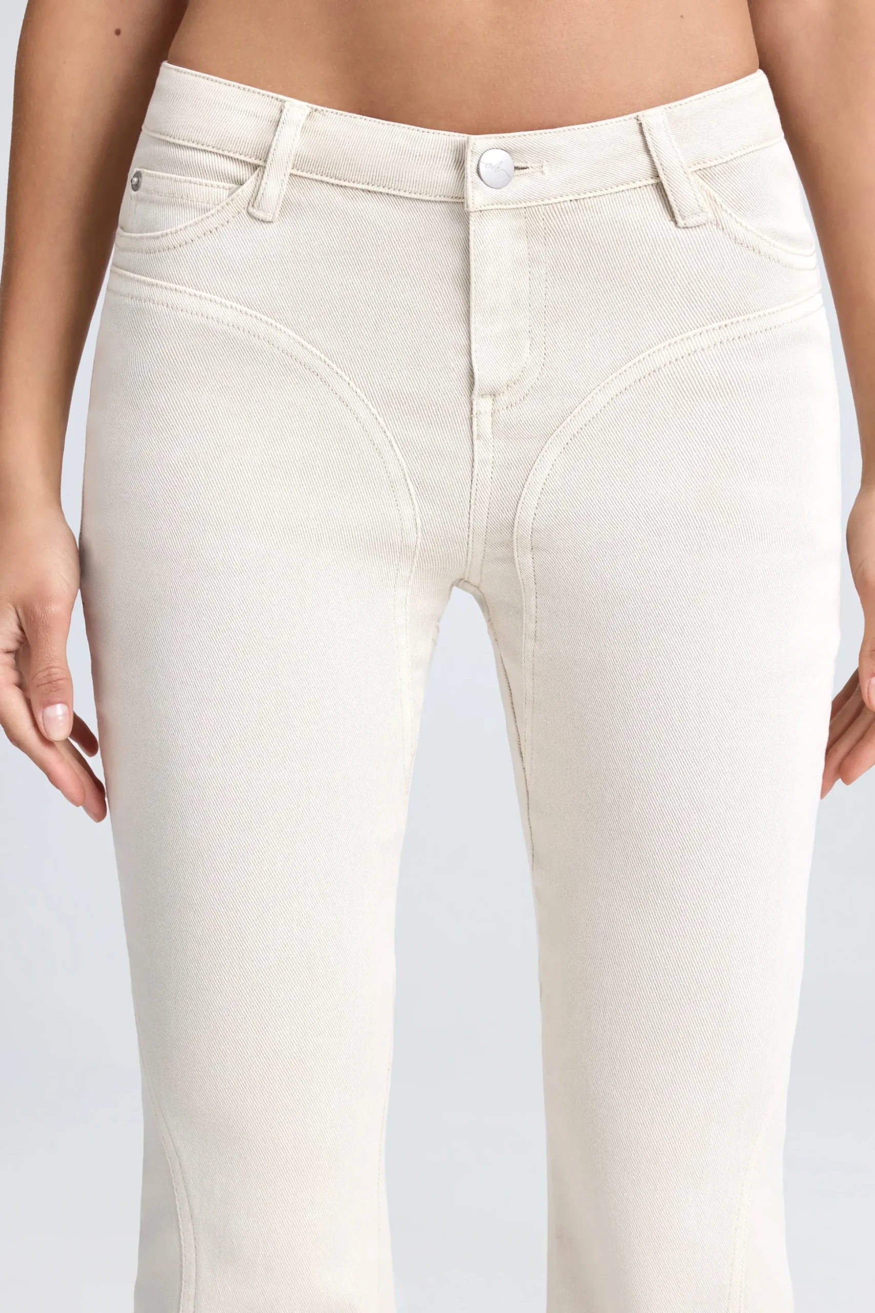 Oh Polly Bottoms | Co-Ords^Mid-Rise Flared Jeans in Ecru