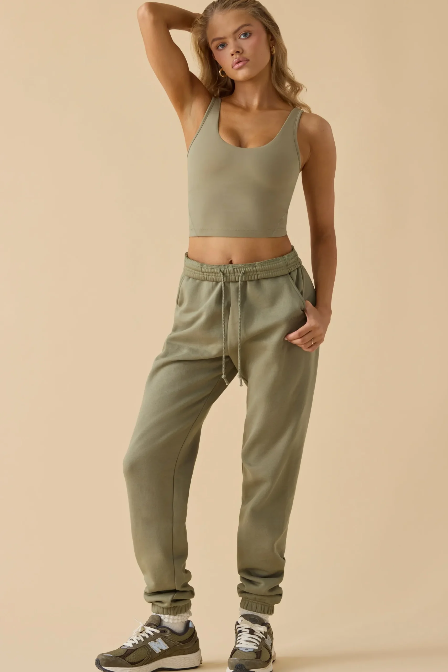 Oh Polly Tracksuits^Mid-Rise Joggers in Soft Olive SoftOlive