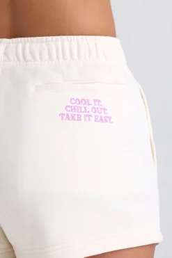 Oh Polly Matching Sets | Shorts^Mid-Rise Sweat Shorts in Eggshell