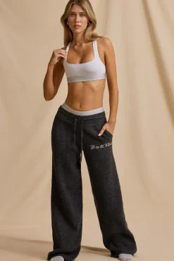 Oh Polly Knitwear | Tracksuits^Mid-Rise Wide-Leg Joggers in Charcoal Marl CharcoalMarl