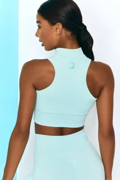 Oh Polly Women'S Clothing Sale - $65 And Under | Women'S Clothing Sale - $40 And Under^Miles Ahead Ribbed High Neck Crop Top in Light Blue