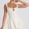 Oh Polly Tencel™ Modal Dresses^Modal Asymmetric Lace-Trim A-Line Mini Dress in Ivory