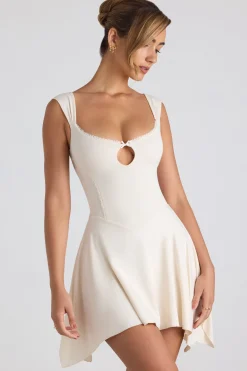 Oh Polly Tencel™ Modal Dresses^Modal Asymmetric Lace-Trim A-Line Mini Dress in Ivory