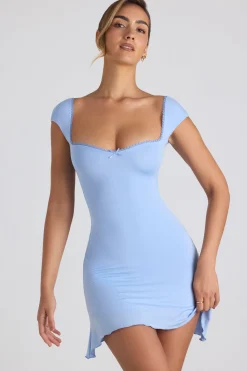 Oh Polly Tencel™ Modal Dresses^Modal Asymmetric Lace-Up A-Line Mini Dress in Sky Blue SkyBlue