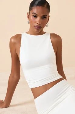 Oh Polly Tops^Modal Boat-Neck Tank Top in White