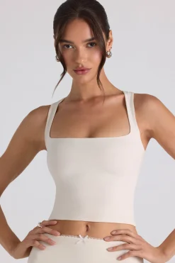 Oh Polly Co-Ords | Tops^Modal Bow-Detail Crop Top in Ivory