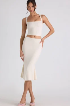 Oh Polly Co-Ords | Tops^Modal Bow-Detail Crop Top in Ivory