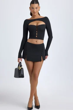 Oh Polly Skirts & Skorts | Bottoms^Modal Button-Detail Low-Rise Mini Skirt in Black