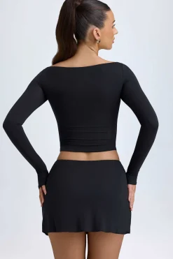 Oh Polly Skirts & Skorts | Bottoms^Modal Button-Detail Low-Rise Mini Skirt in Black