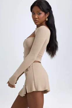 Oh Polly Skirts & Skorts | Bottoms^Modal Button-Detail Low-Rise Mini Skirt in Taupe