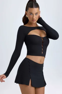 Oh Polly Skirts & Skorts | Bottoms^Modal Button-Detail Low-Rise Mini Skirt in Black