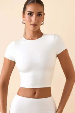Oh Polly Tops | Fall Outfits^Modal Cap-Sleeve Crop Top in White