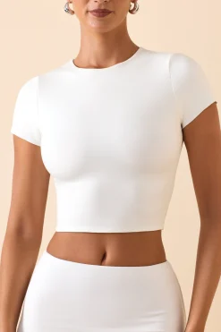 Oh Polly Tops | Fall Outfits^Modal Cap-Sleeve Crop Top in White