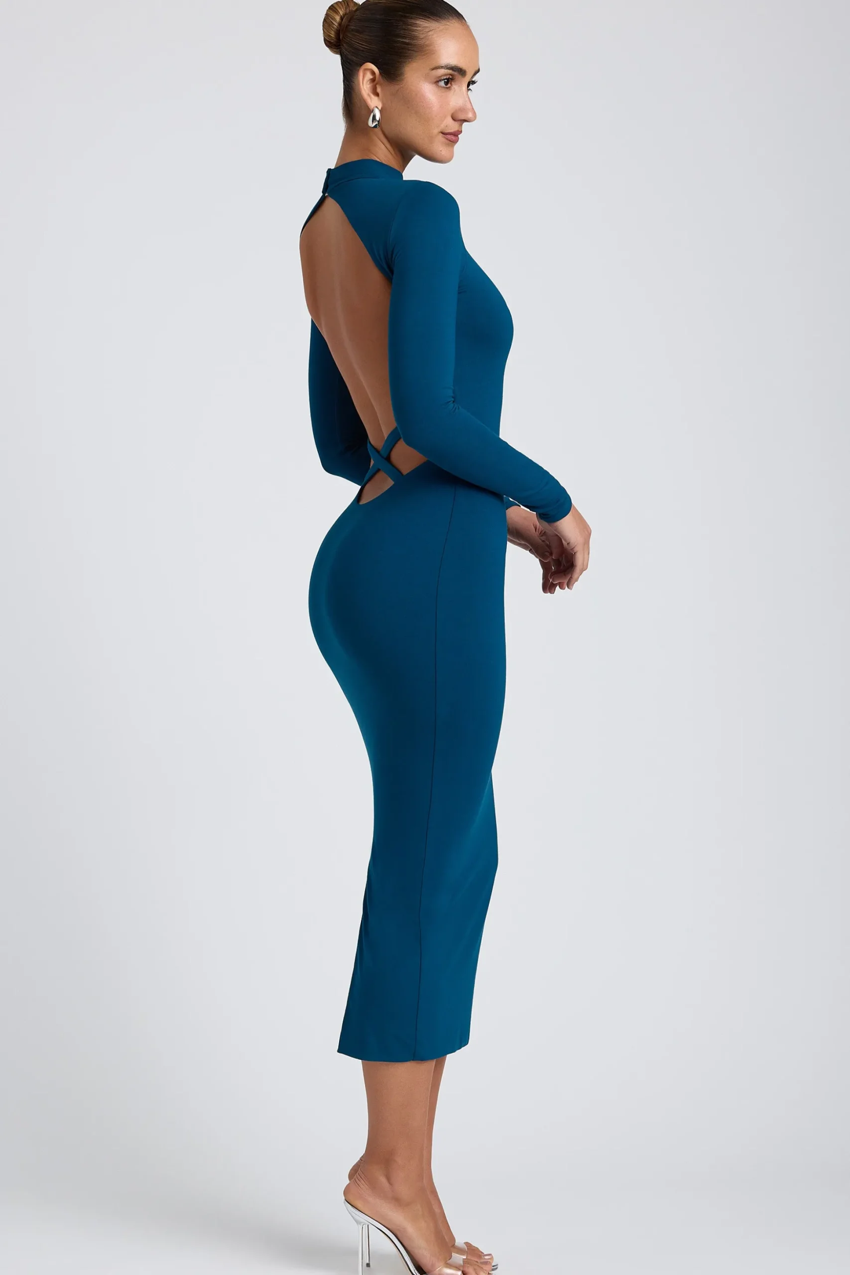 Oh Polly Elevated Essentials | Fall Outfits^Modal Cross-Back Midaxi Dress in Deep Teal DeepTeal