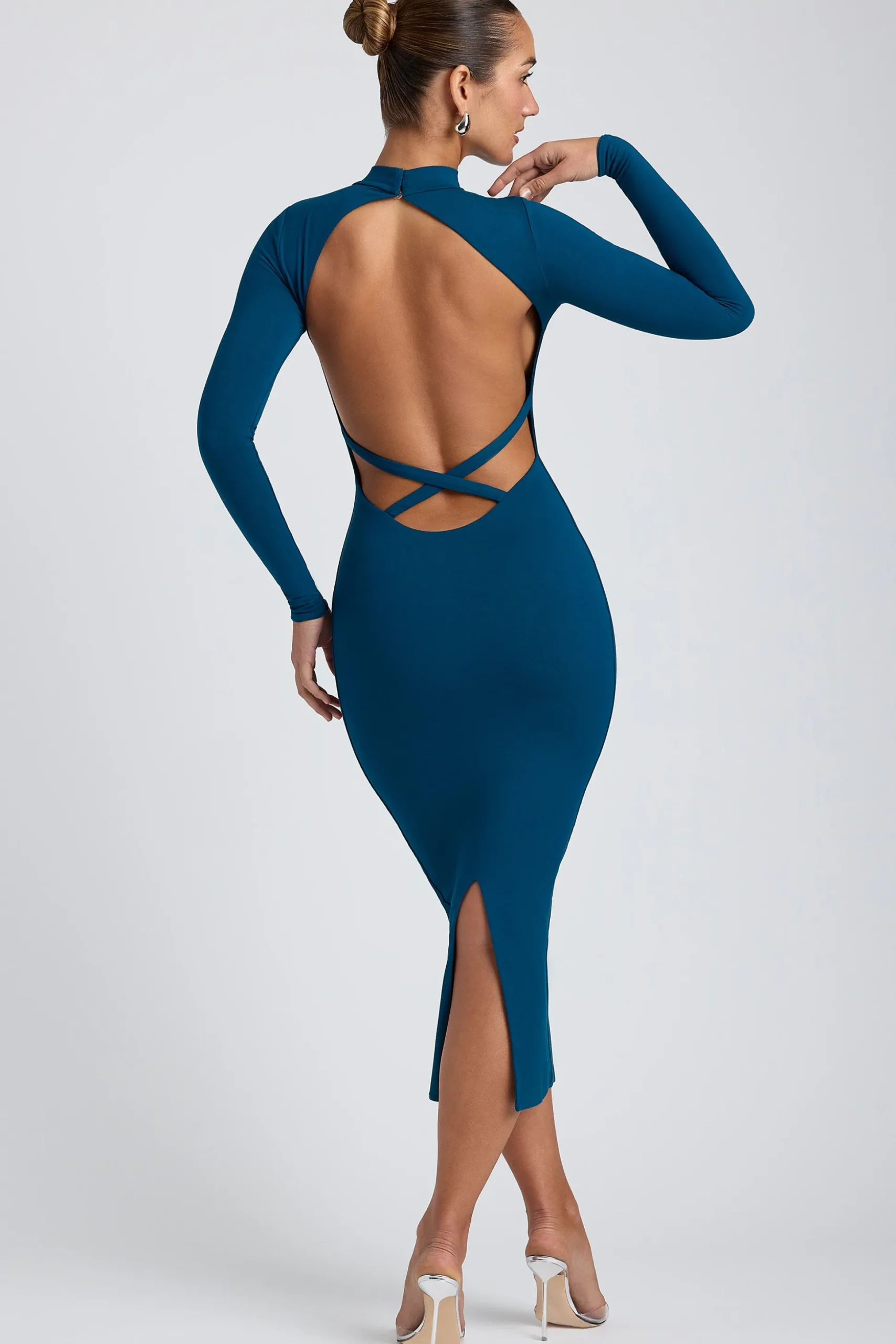 Oh Polly Elevated Essentials | Fall Outfits^Modal Cross-Back Midaxi Dress in Deep Teal DeepTeal