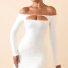 Oh Polly Co-Ords^Modal Cut-Out Off-Shoulder A-Line Mini Dress in White