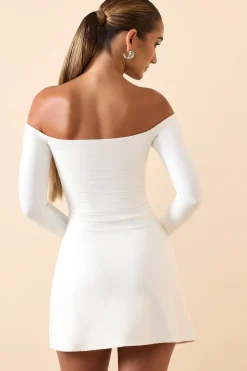 Oh Polly Co-Ords^Modal Cut-Out Off-Shoulder A-Line Mini Dress in White