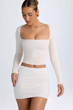 Oh Polly Tops^Modal Halterneck Ruched Top in Ivory