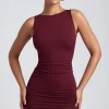 Oh Polly Elevated Essentials | Fall Outfits^Modal High-Neck Open-Back Mini Dress in Plum