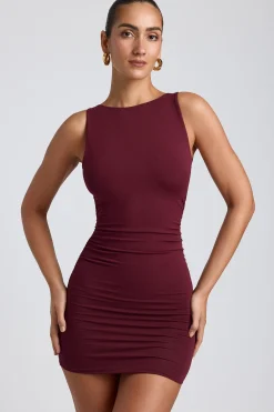 Oh Polly Elevated Essentials | Fall Outfits^Modal High-Neck Open-Back Mini Dress in Plum