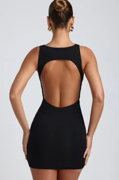 Oh Polly Elevated Essentials | Fall Outfits^Modal High-Neck Open-Back Mini Dress in Black