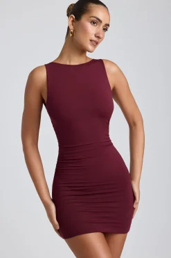 Oh Polly Elevated Essentials | Fall Outfits^Modal High-Neck Open-Back Mini Dress in Plum