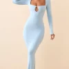 Oh Polly Fall Outfits^Modal Keyhole Cut-Out Maxi Dress in Ice Blue IceBlue