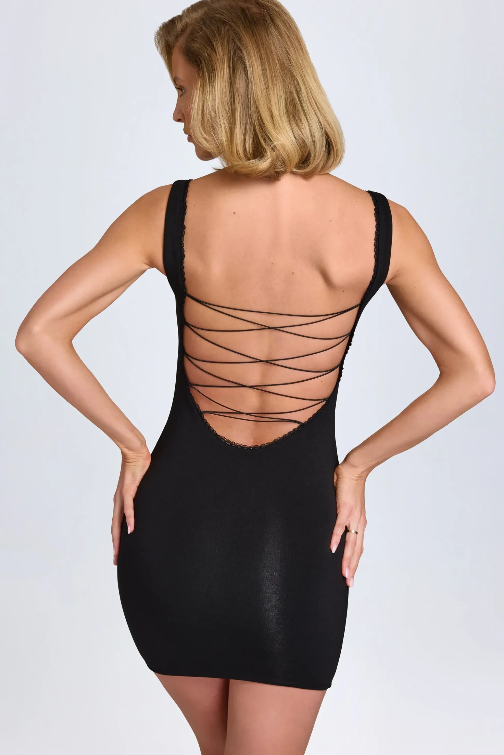 Oh Polly Night Out | Tencel™ Modal Dresses^Modal Lace-Trim Bodycon Mini Dress in Black
