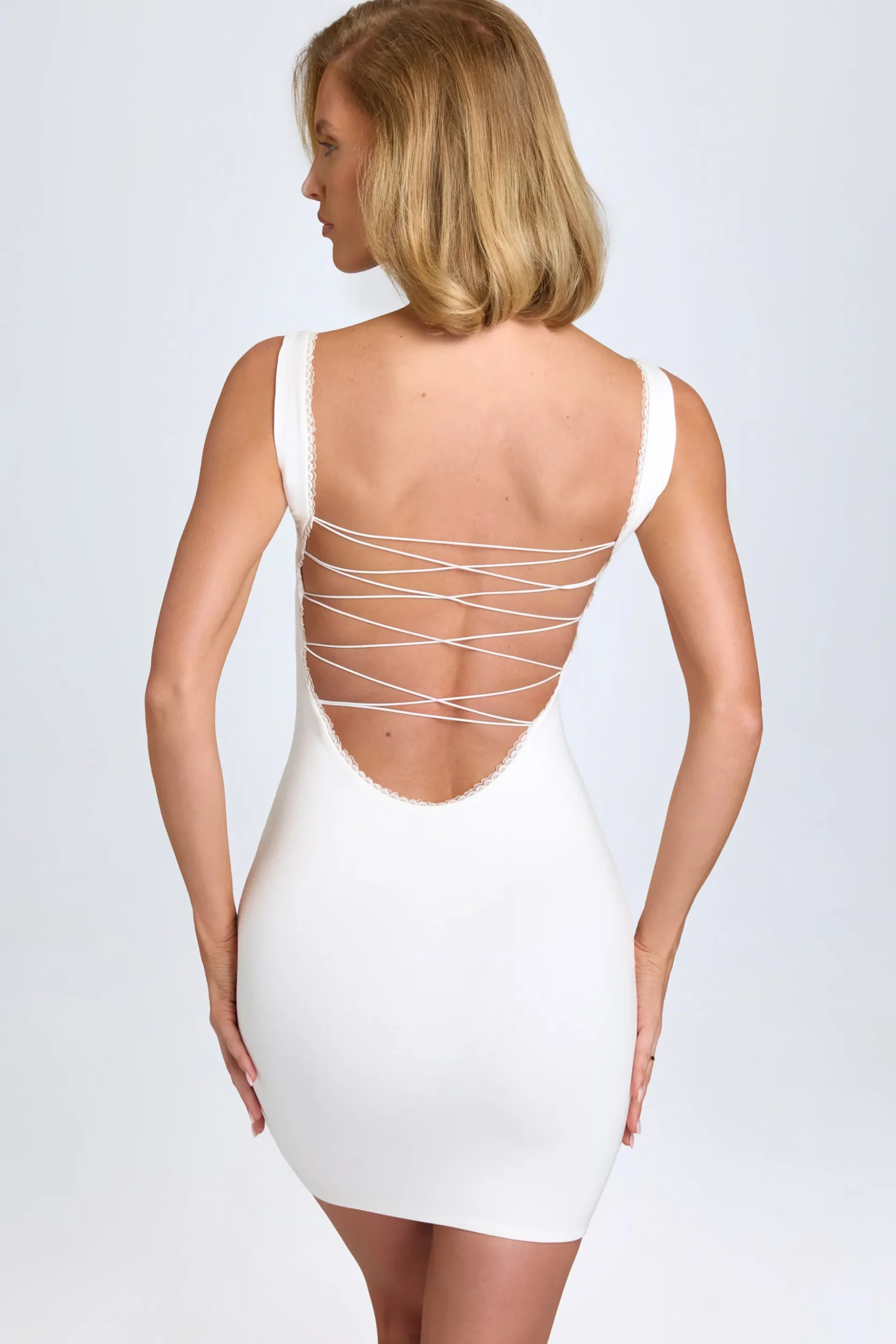 Oh Polly Tencel™ Modal Dresses^Modal Lace-Trim Bodycon Mini Dress in White
