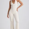 Oh Polly Jumpsuits & Unitards^Modal Lace-Trim Cut-Out Flared Jumpsuit in Ivory