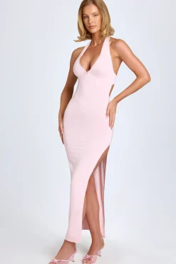 Oh Polly Tencel™ Modal Dresses^Modal Lace-Trim Halterneck Maxi Dress in Blush
