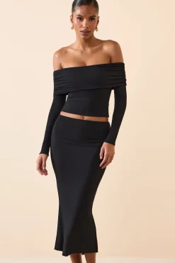 Oh Polly Skirts & Skorts | Bottoms^Modal Mid-Rise Midaxi Skirt in Black