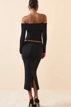 Oh Polly Skirts & Skorts | Bottoms^Modal Mid-Rise Midaxi Skirt in Black
