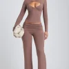 Oh Polly Bottoms | Co-Ords^Modal Mid-Rise Straight-Leg Trousers in Taupe