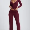 Oh Polly Bottoms | Co-Ords^Modal Mid-Rise Straight-Leg Trousers in Plum
