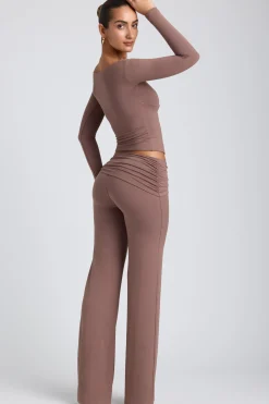 Oh Polly Bottoms | Co-Ords^Modal Mid-Rise Straight-Leg Trousers in Taupe