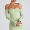 Oh Polly Night Out | Tencel™ Modal Dresses^Modal Off-Shoulder Lace-Trim Mini Dress in Spring Green SpringGreen
