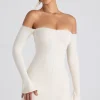 Oh Polly Night Out | Tencel™ Modal Dresses^Modal Off-Shoulder Lace-Trim Mini Dress in Ivory