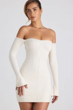 Oh Polly Night Out | Tencel™ Modal Dresses^Modal Off-Shoulder Lace-Trim Mini Dress in Ivory